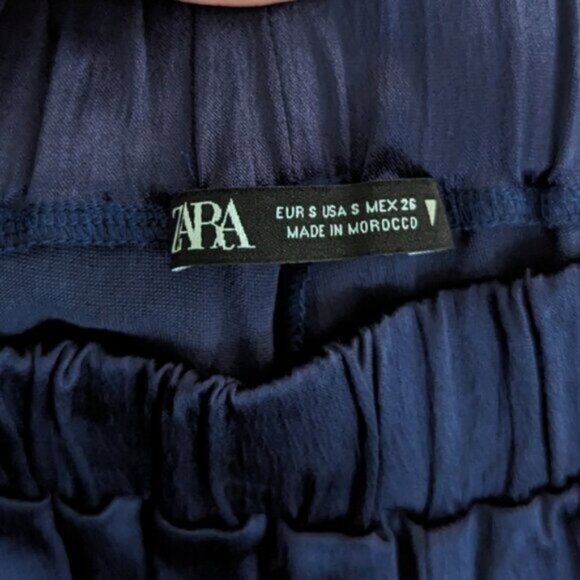 ZARA🖤 satin high rise blue wide leg pants - Picture 5 of 6